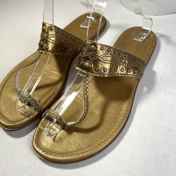 Banana Republic Shoes - Banana Republic Western Flats Size 10 Bronze Thong Toe Ring Sandals Vintage 90s